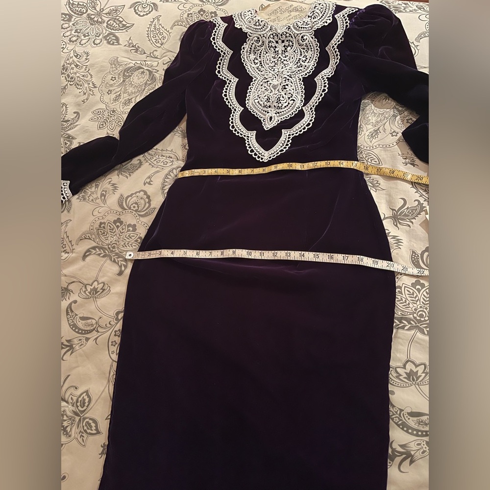 Vintage JESSICA MCCLINTOCK PURPLE DRESS - Picture 2 of 16